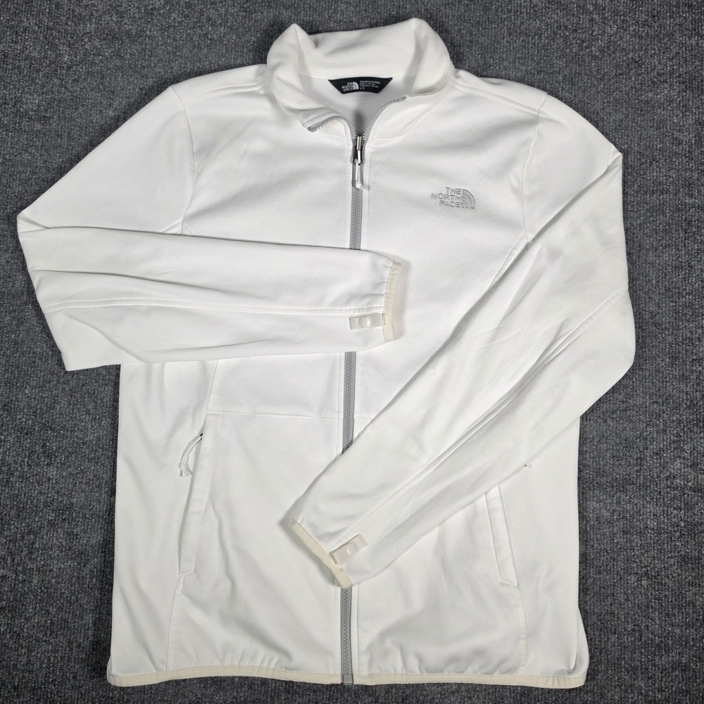 The North Face Womens Full Zip Fleece Jacket White Large L Hiking Outdoor